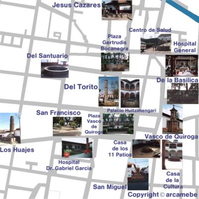 Plano de pilas de la ciudad de Pátzcuaro